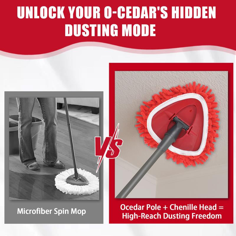 Chenille Duster Replacement Heads for O-Cedar 2025 Unique Design Heads Turn Mop into Long-Handle Duster Dry Cleaning Trap Pickup Dust Machine Washable