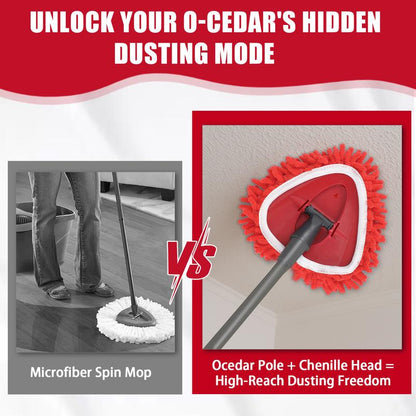 Chenille Duster Replacement Heads for O-Cedar 2025 Unique Design Heads Turn Mop into Long-Handle Duster Dry Cleaning Trap Pickup Dust Machine Washable
