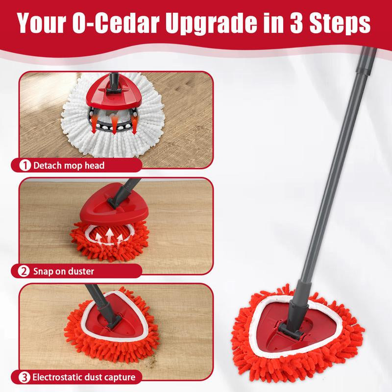 Chenille Duster Replacement Heads for O-Cedar 2025 Unique Design Heads Turn Mop into Long-Handle Duster Dry Cleaning Trap Pickup Dust Machine Washable