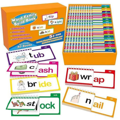 30 Read and Rhyme F Lip Books/ Vocabulary Flash Cards Word Families Flash Cards Word Family Build Book Educational Read Game